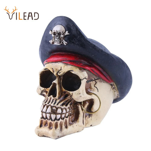 Vilead Pirate Captain Skull Head Halloween Decor Skull Statue