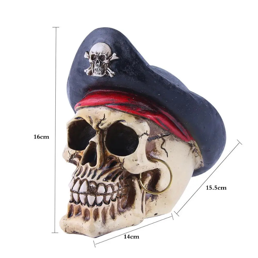 Vilead Pirate Captain Skull Head Halloween Decor Skull Statue