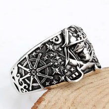 Load image into Gallery viewer, 925 Men Sterling Silver Skeleton Skull Ring Pirate Jewelry