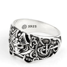 Load image into Gallery viewer, 925 Men Sterling Silver Skeleton Skull Ring Pirate Jewelry