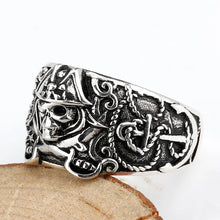 Load image into Gallery viewer, 925 Men Sterling Silver Skeleton Skull Ring Pirate Jewelry