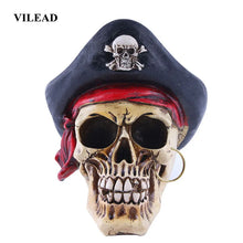Load image into Gallery viewer, Vilead Pirate Captain Skull Head Halloween Decor Skull Statue