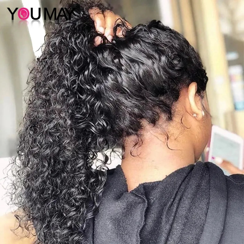 Full Lace Human Hair Wigs Brazilian Deep Curly 30 Inches